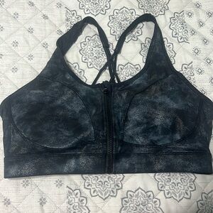 Zyia Stonewashed front zip bra size M